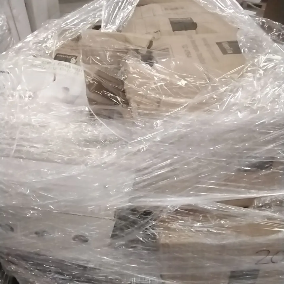 PALLET OF ASSORTED HOUSEHOLD GOODS AND PRODUCTS TO INCLUDE; FANS, AIR FRYERS, DOG CAGE, COOLERS ETC