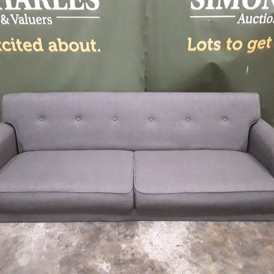 QUALITY DESIGNER ALLINE UPHOLSTERED CHAISE LOUNGE - SLATE FABRIC