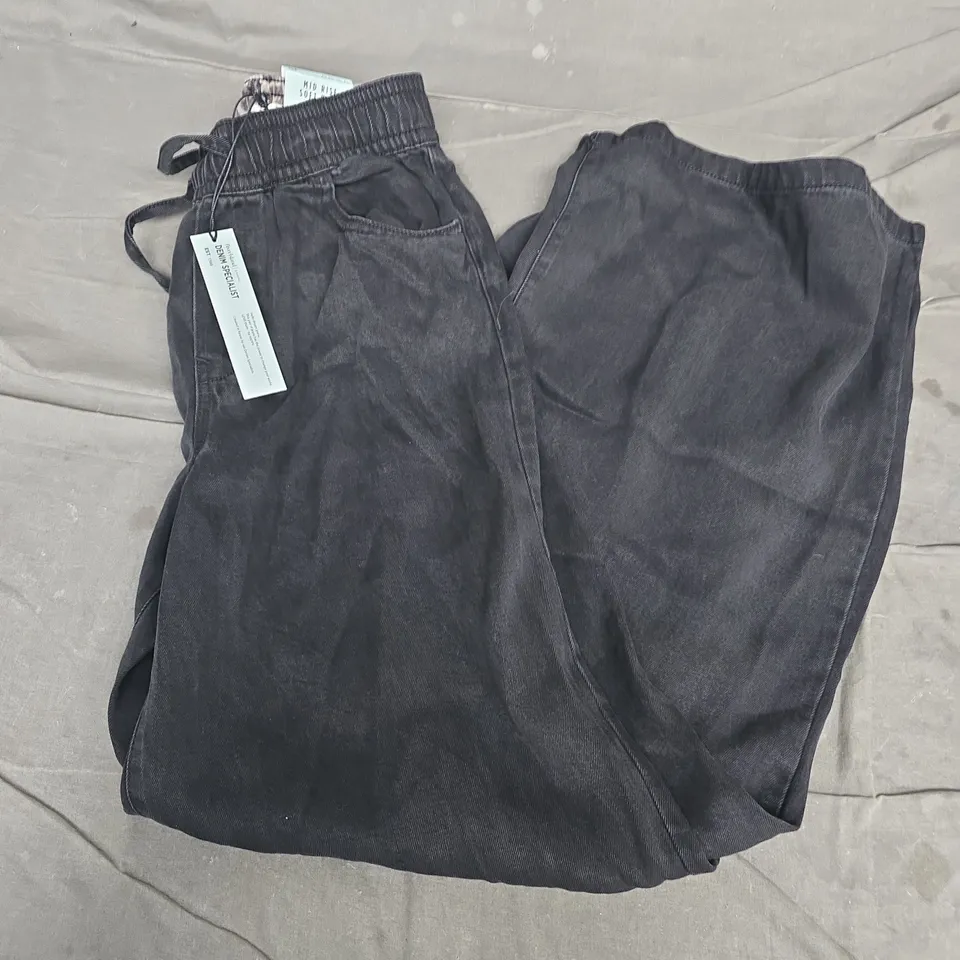 RIVER ISLAND DENIM SPECIALIST MID RISE SOFT WIDE JEANS – UK 10R (EU 36R) BLACK