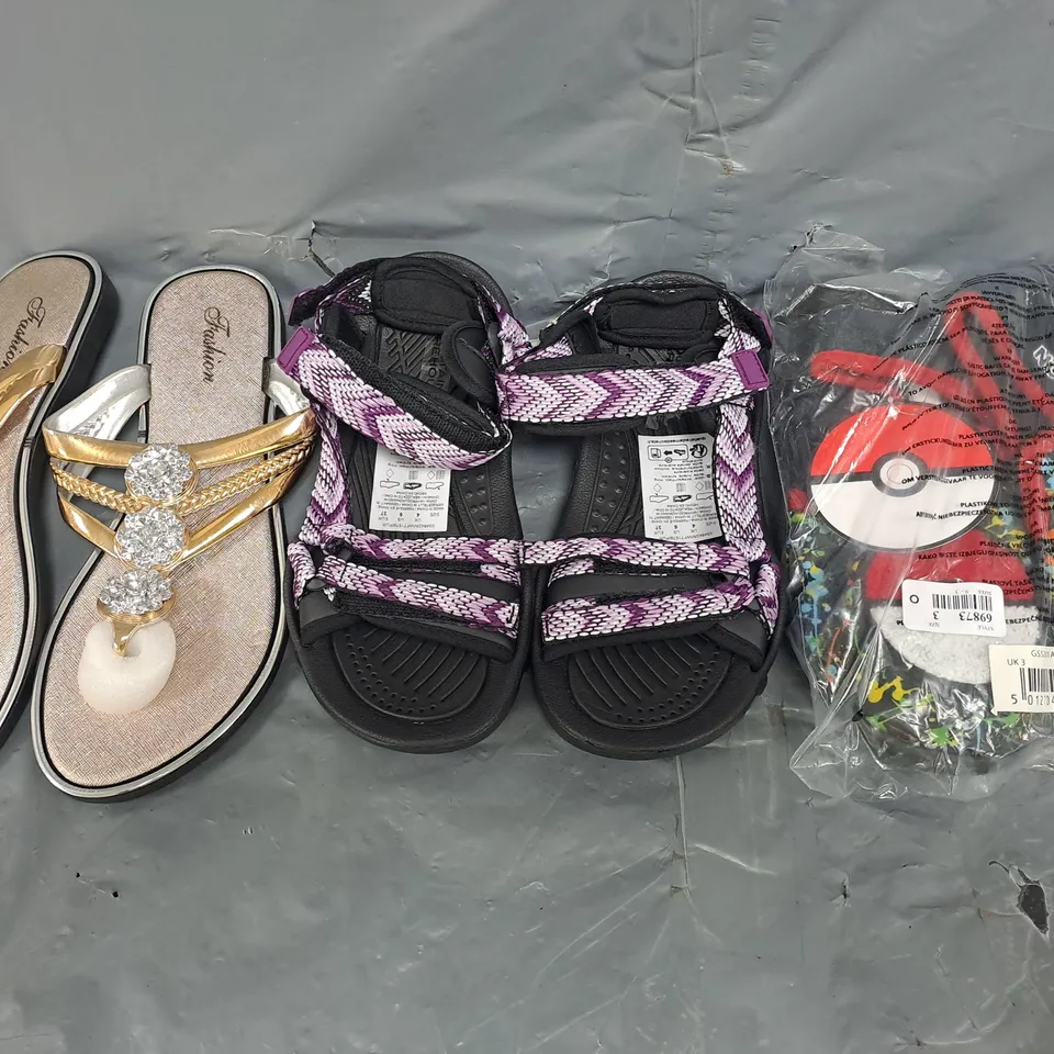 BOX OF APPROXIMATELY 15 ASSORTED PAIRS OF SHOES AND FOOTWEAR ITEMS IN VARIOUS COLOURS, STYLES, AND SIZES - COLLECTION ONLY