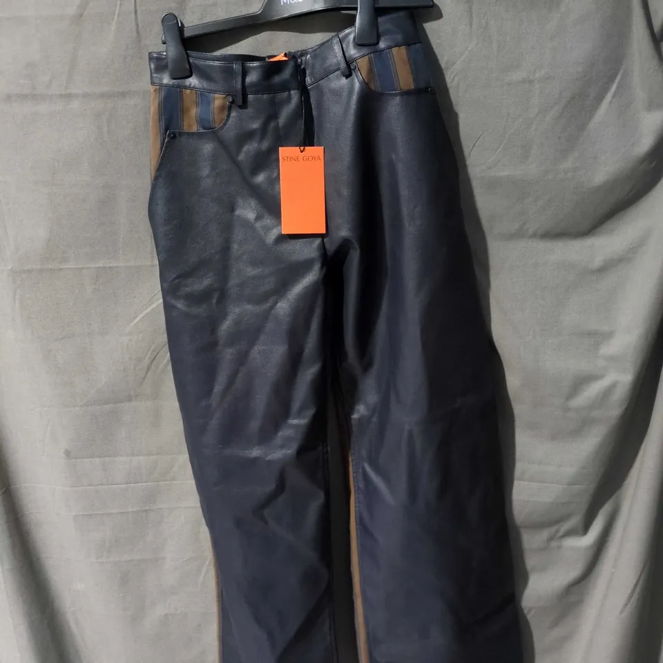 STINE GOYA NAVY AND BROWN STRIPE TROUSERS – UK XS