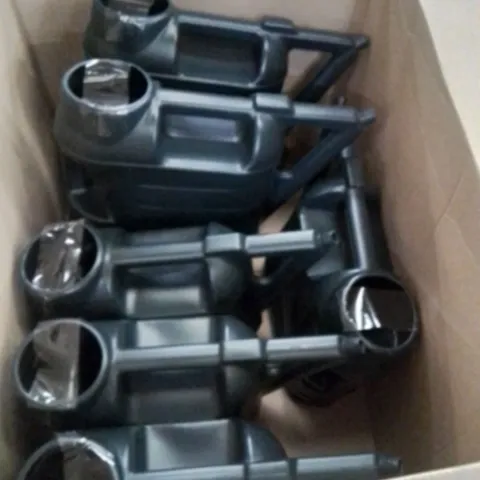 BOX CONTAINING 7 WATERING CANS