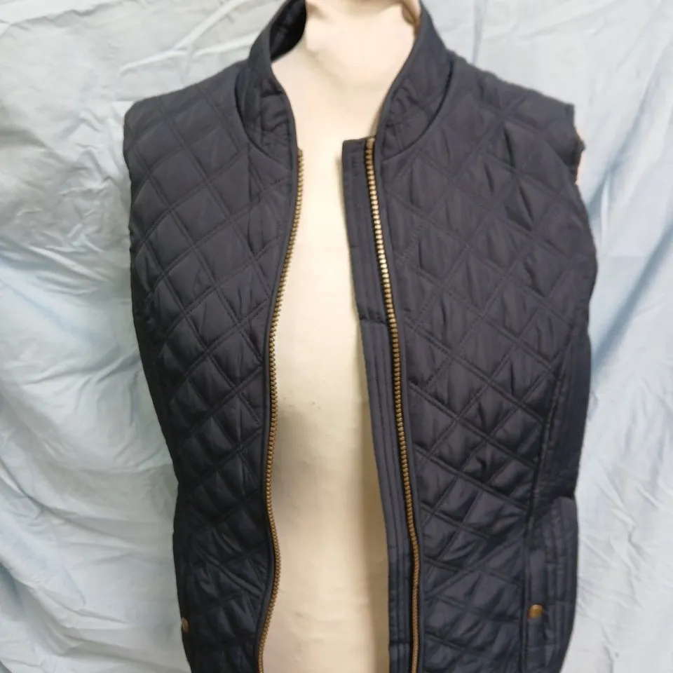 JOULES QUILTED ZIP-FRONT GILET – NAVY, UK 10 