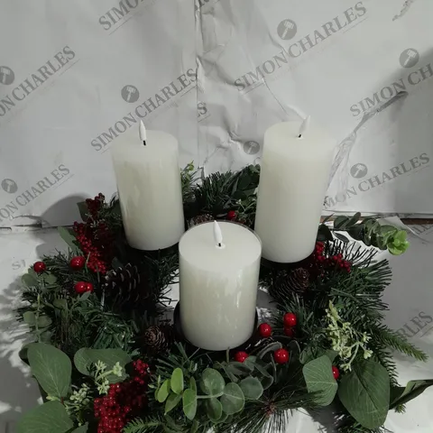 BOXED HOME REFLECTIONS 3 IN 1 FLAMELESS CANDLE WITH WREATH SET - SAGE