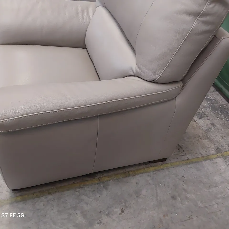 QUALITY ITALIAN DESIGNER VIRGILIO EASY CHAIR LIGHT GREY LEATHER 