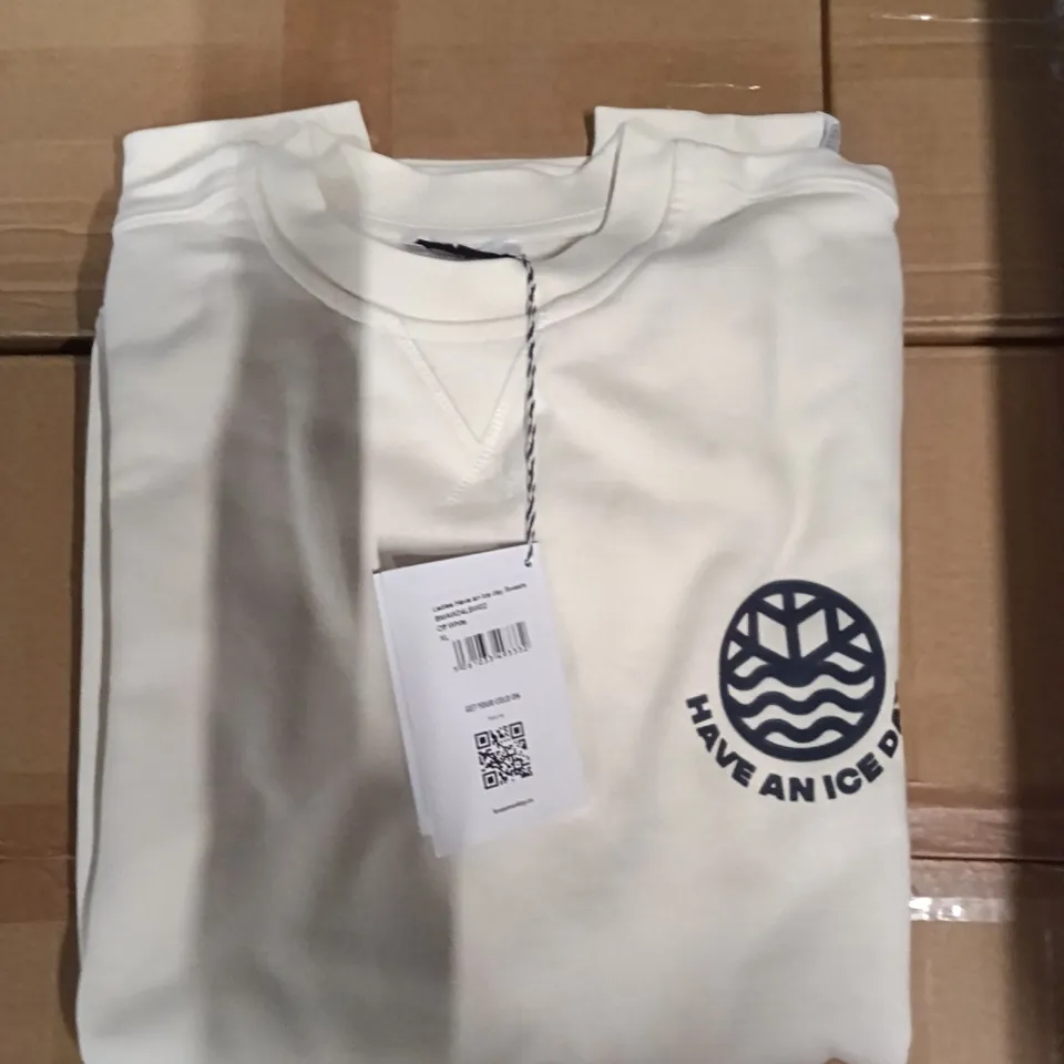 BOX OF BRASS MONKEY SWEATS - OFF WHITE SIZE L APPROXIMATELY 6