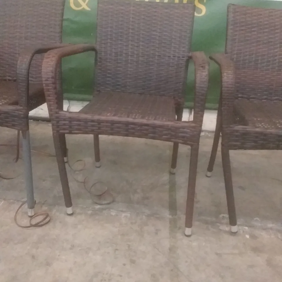 X4 RATTAN EFFECT GARDEN CHAIRS BROWN
