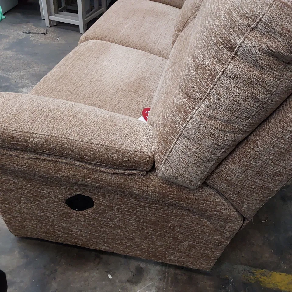 QUALITY BRITISH DESIGNER G PLAN SEATTLE MANUAL RECLINING THREE SEATER SOFA BOUCLE COCOA FABRIC 