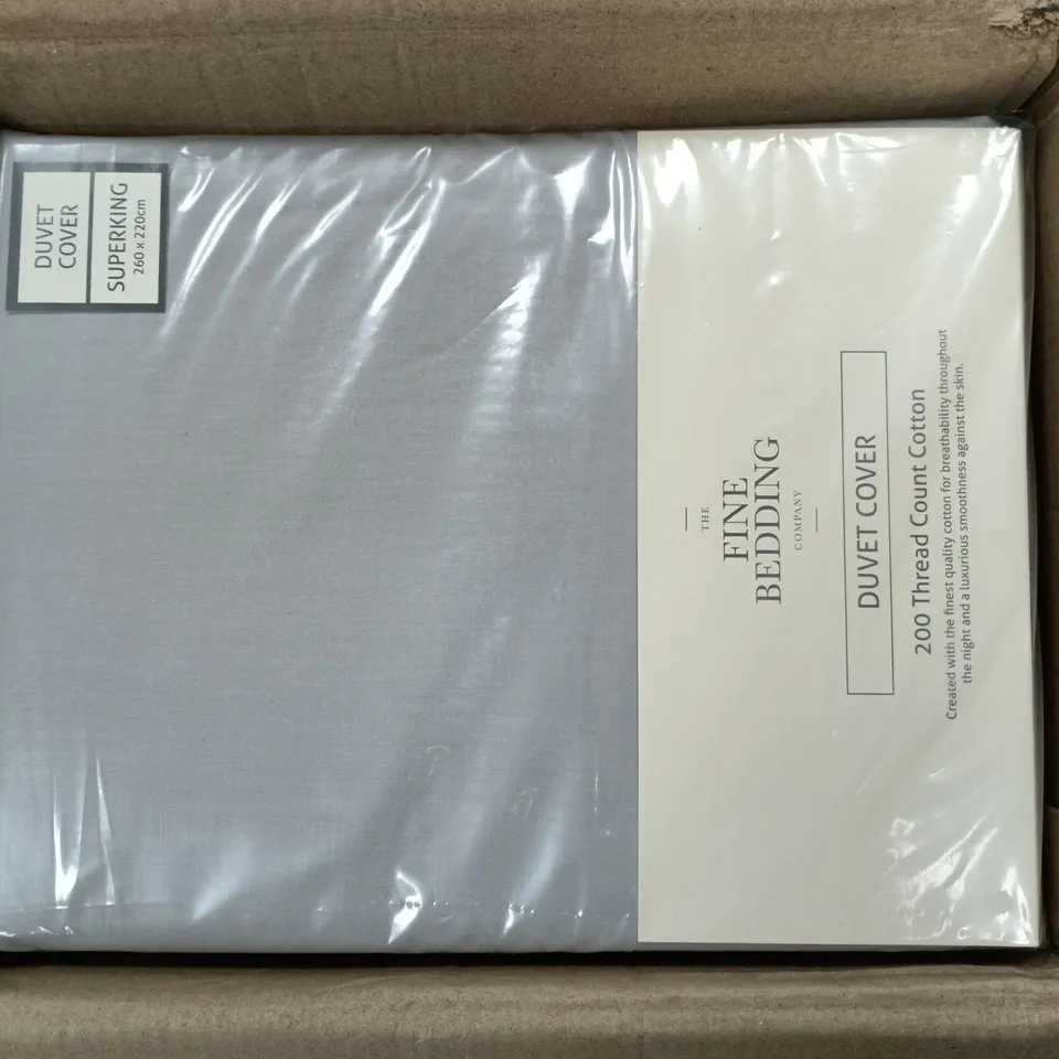 6 THE FINE BEDDING COMPANY 200 THREAD COUNT COTTON DUVET COVERS IN GREY - SUPER KING