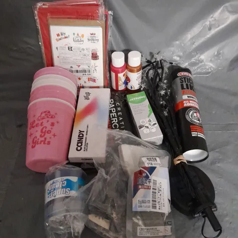 APPROXIMATELY 10 HOUSEHOLD ITEMS TO INCLUDE AIRUP CANDY PODS, PAPERCLAY, BIRTHDAY CARDS, ETC