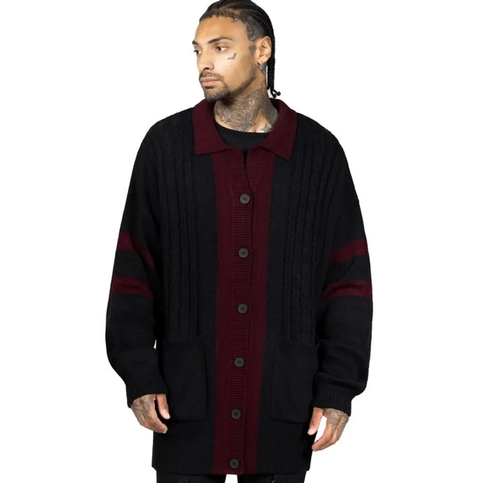 BRAND NEW KILLSTAR CRYPT RIDER CARDIGAN - BLACK / RED - SIZE XL