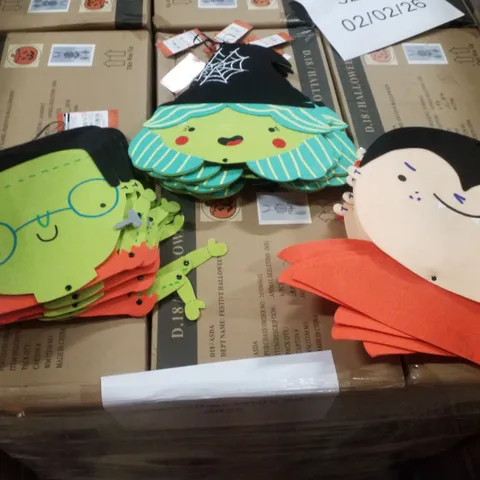 PALLET CONTAINING APPROXIMATELY 60 BOXES OF 24 BRAND NEW HALLOWEEN FELT CHARACTERS 