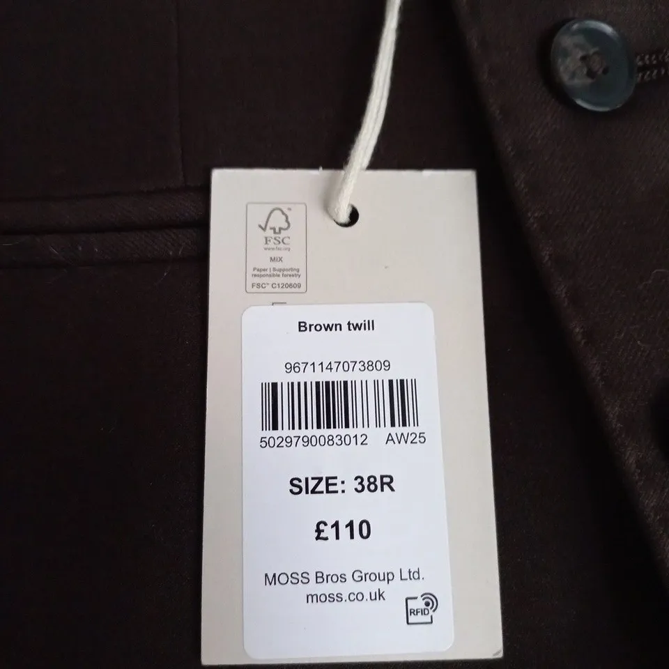 MOSS BROWN WOOL-BLEND WAISTCOAT – TAILORED FIT, UK 38R