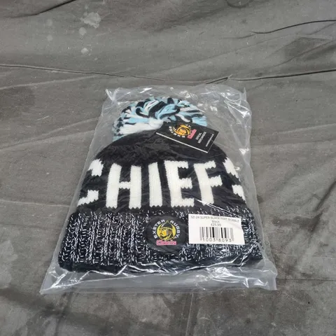 EXETER RUGBY CHIEFS OFFICIAL MERCHANDISE BEANIE HAT – BLACK BOBBLE