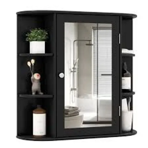 BOXED COSTWAY 3-TIER MIRRORED WALL MOUNTED BATHROOM CABINET - BLACK