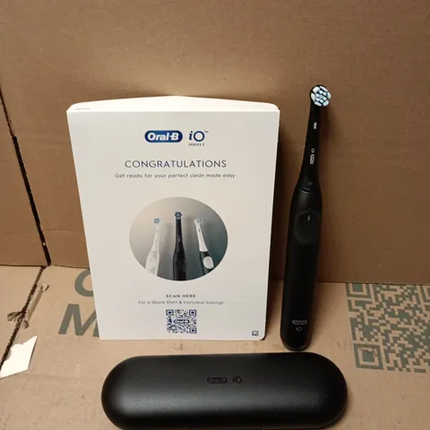 ORAL-B IO SERIES 2 ELECTRIC TOOTHBRUSH SET – BLACK HANDLE, BOXED WITH TRAVEL CASE