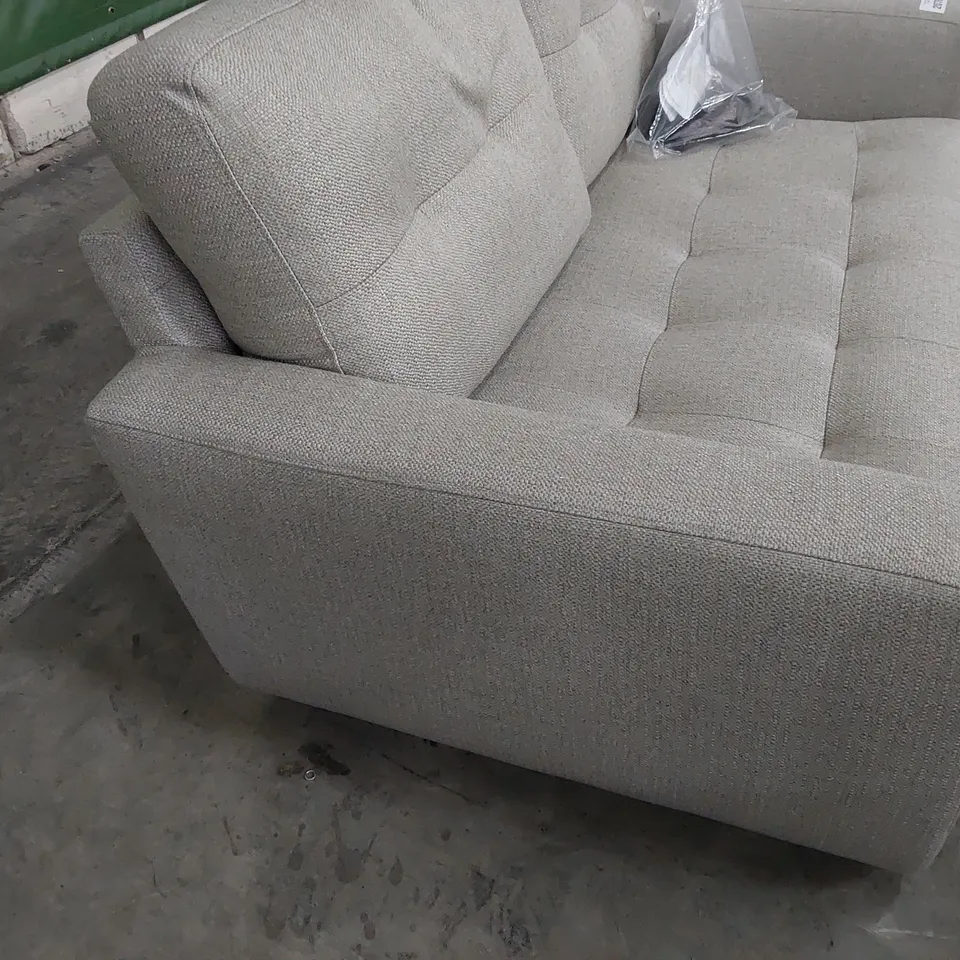 DESIGNER NORDIC TWO SEATER SOFA LIGHT GREY FABRIC 