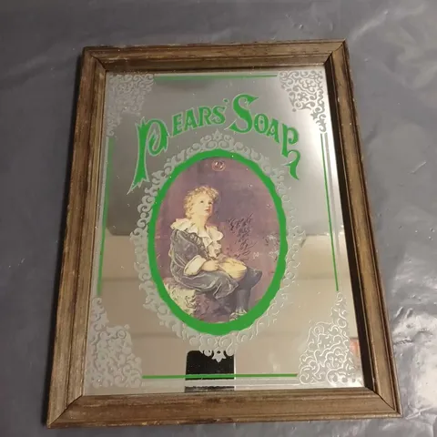 PEARS SOAP THEMED MIRROR IN WOODEN FRAME - APPROX. 33X25CM