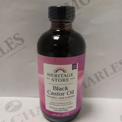 HERITAGE STORE BLACK CASTOR OIL, TRADITIONALLY ROASTED, RICH HYDRATION FOR HAIR & SKIN