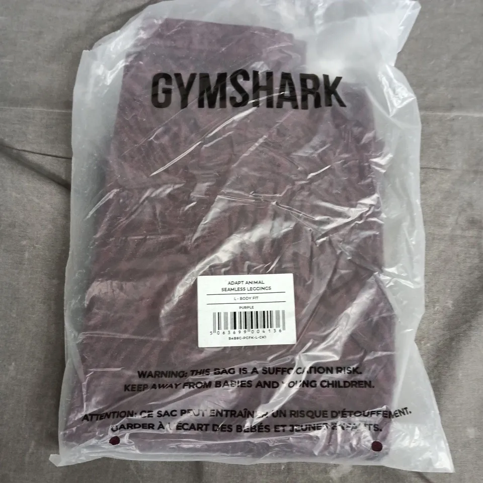 BAGGED GYMSHARK ADAPT ANIMAL SEAMLESS LEGGINGS – LADIES UK L – BODY FIT, PURPLE