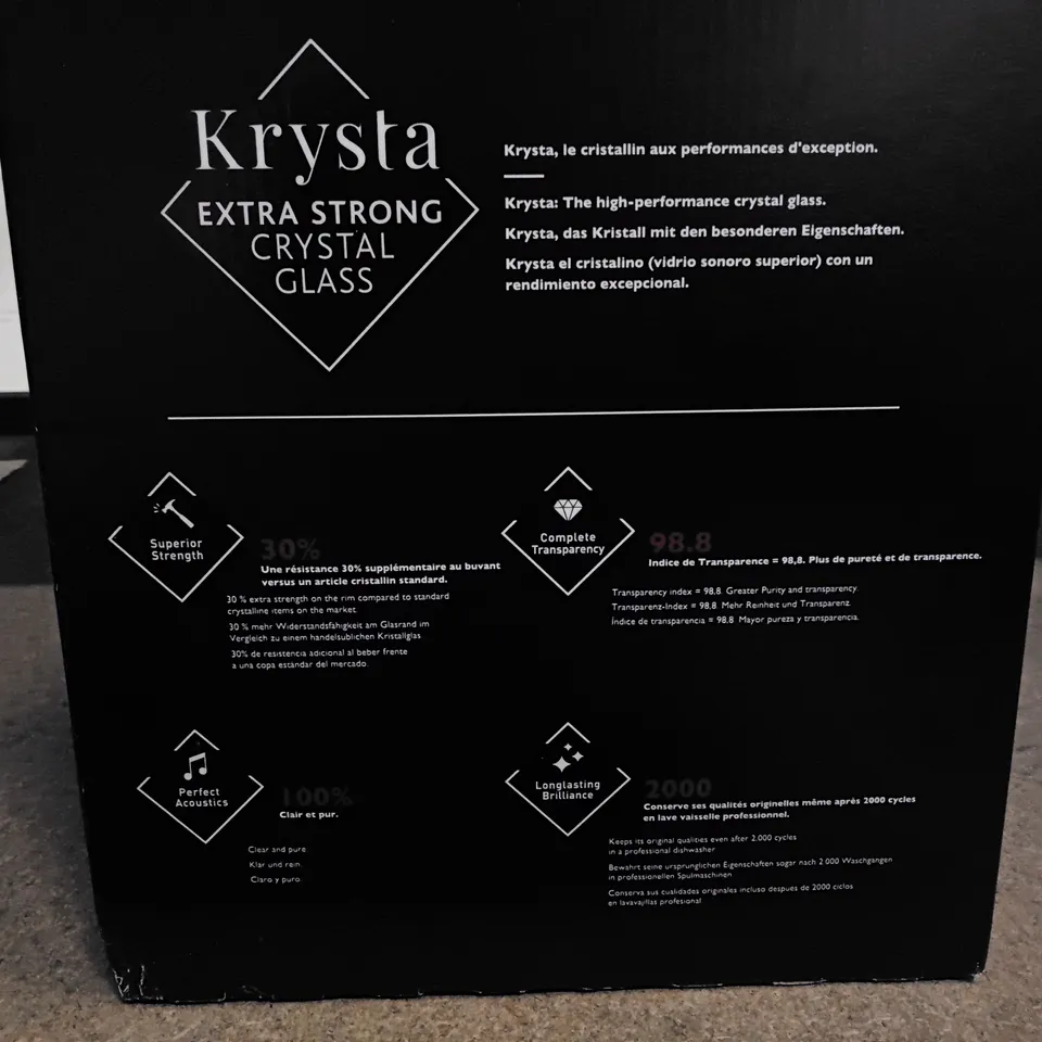 KRYSTA EXTRA STRONG CRYSTAL GLASS – OPEN UP TANNIN WINE GLASSES, SET OF 6