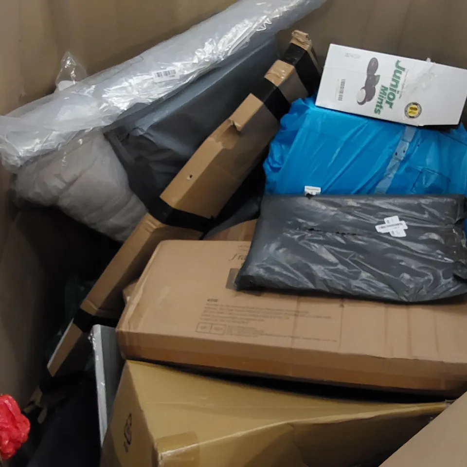PALLET OF ASSORTED ITEMS INCLUDING:  CHILDREN'S BIKE, FOOD PROCESSOR, HEATER, POOL CUE, BASKET