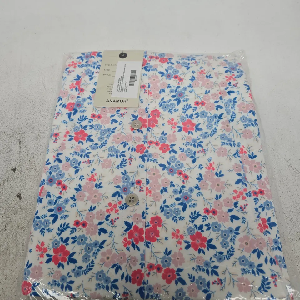 ANAMOR DITSY FLORAL BUTTON-FRONT SKIRT WITH LINING – XXL