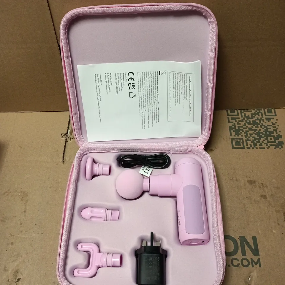 RESTORE PINK MUSCLE MASSAGER WITH CARRY CASE – RECHARGEABLE HANDHELD MASSAGE GUN