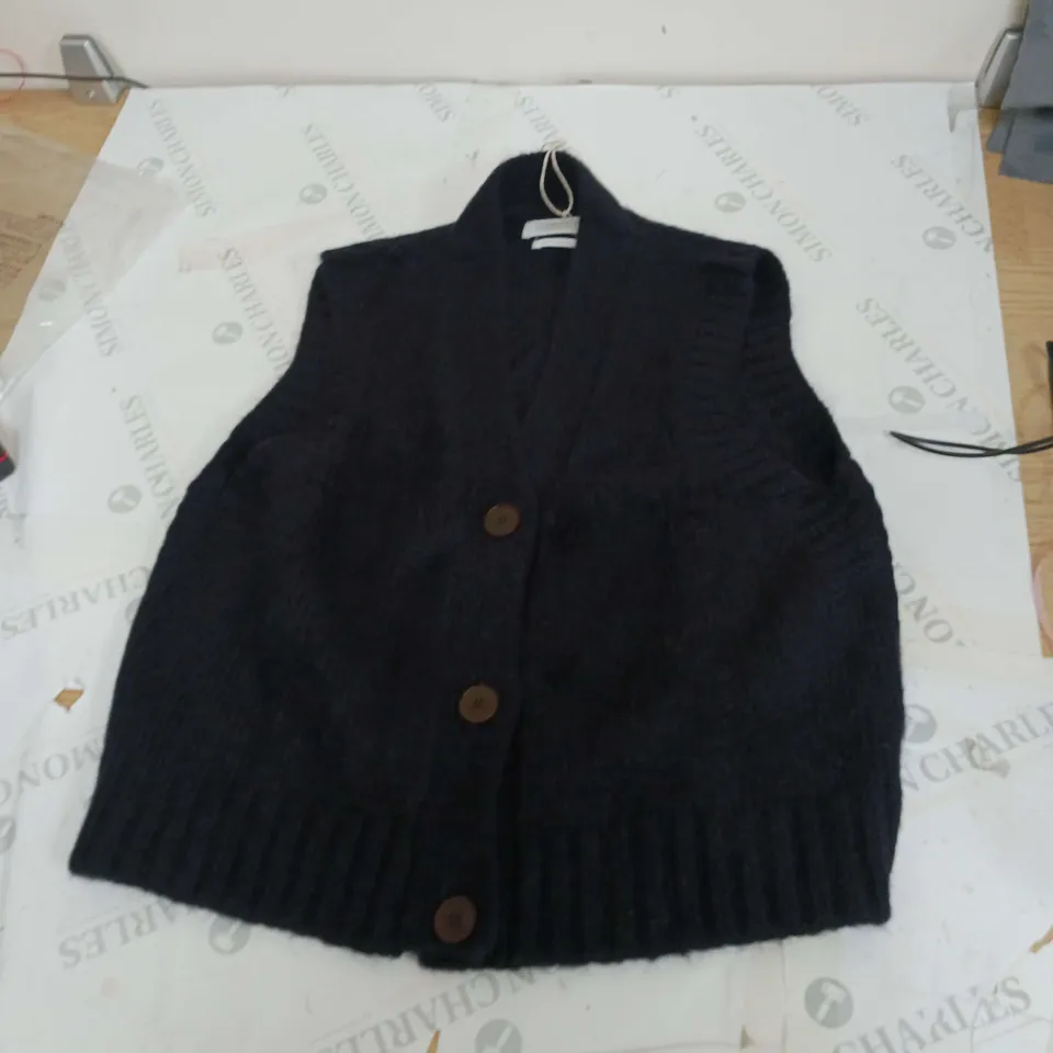 TOAST BUTTONED ALPACHA BLEND KNITTED TANK TOP NAVY SIZE L