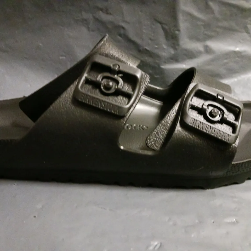 BOXED PAIR OF BIRKENSTOCK ARIZONA EVA SANDALS IN BLACK SIZE UK 5.5