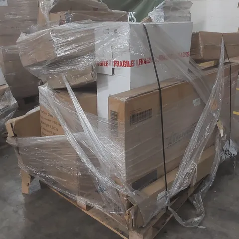 PALLET CONTAINING A LARGE QUANTITY OF ASSORTED ITEMS INCLUDING: SINK, CANTILEVER PARASOL BASE, NIGHT STAND ECT
