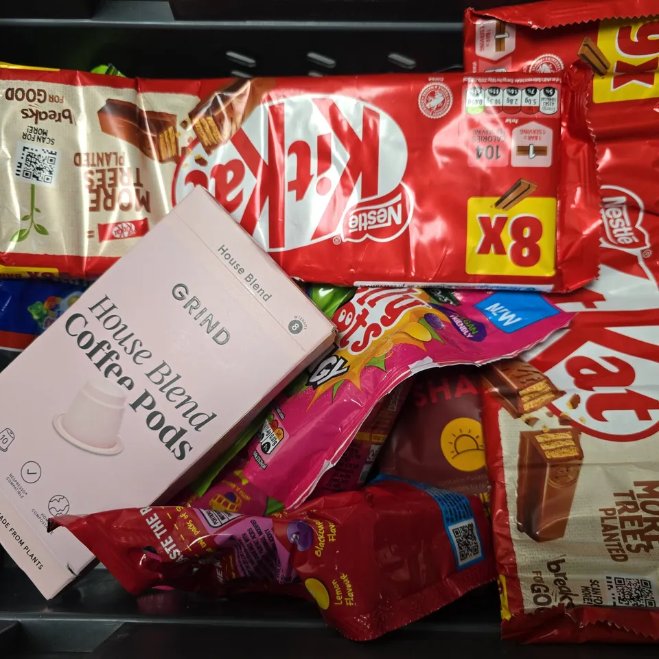 APPROXIMATELY 12 ASSORTED FOOD ITEMS TO INCLUDE - HARIBO SOUR SPARKS , NERDS , HARIBO TANGFASTICS ETC
