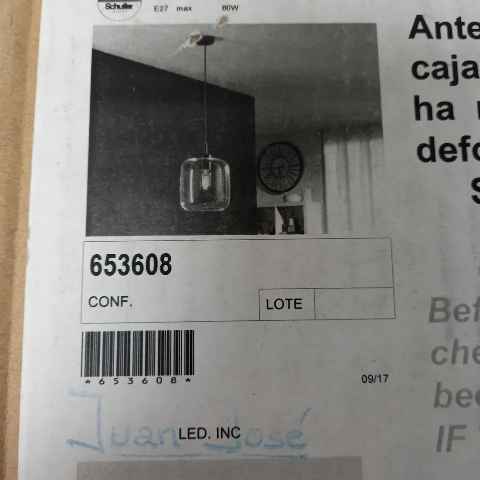 BOXED SCHULLER FOX 1 LIGHT PENDANT - CHOCOLATE BROWN GLASS