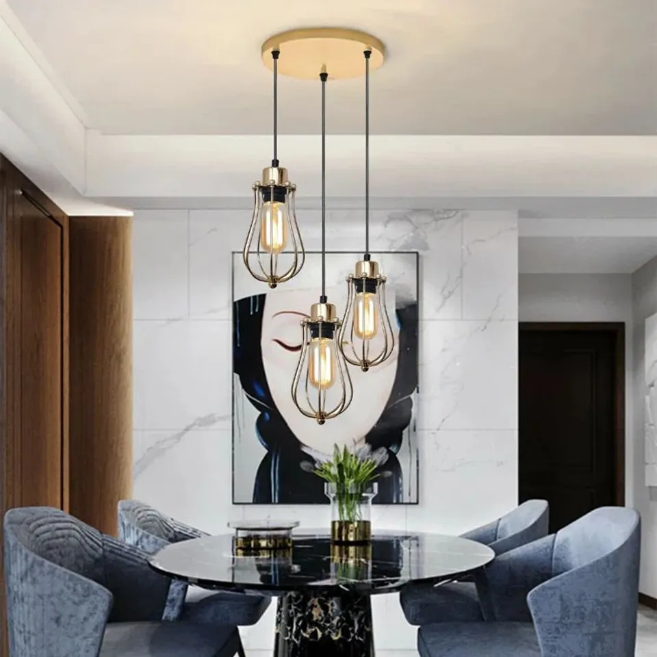 House Additions Royal 3 Light French Cluster Pendant Gold