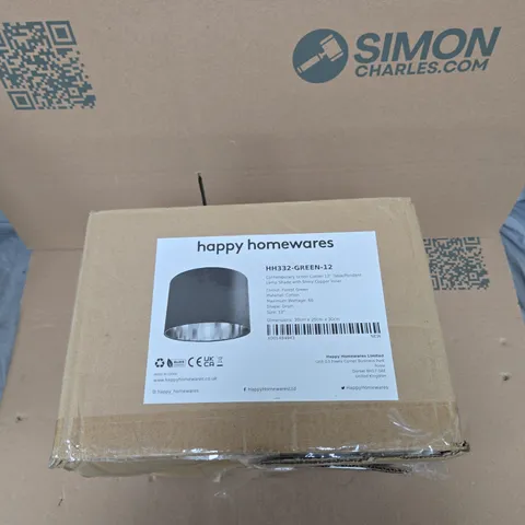 HAPPY HOMEWARES 12-INCH FOREST GREEN COTTON TABLE LAMP SHADE – COPPER INTERIOR (HH332-GREEN-12)