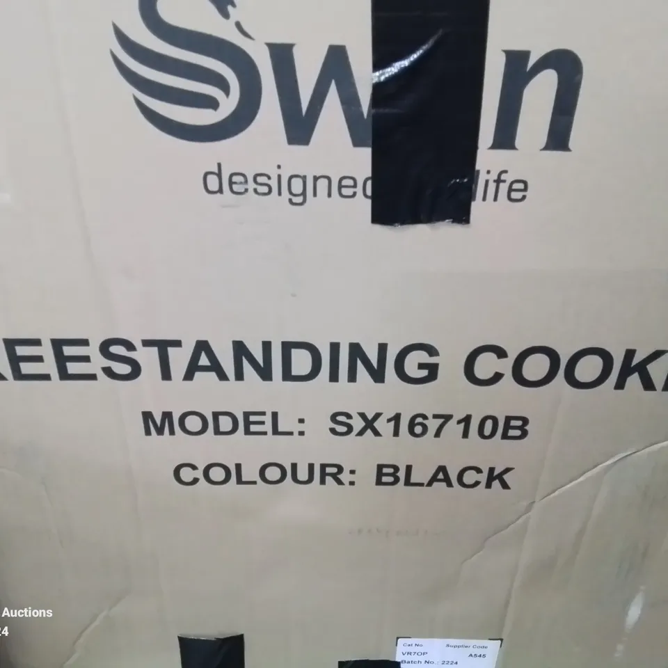 BOXED SWAN SX16710B 50CM WIDE ELECTRIC SOLID BLACK COOKER - 