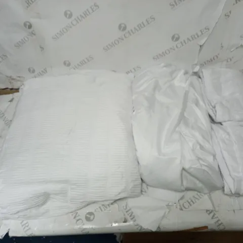 Supersoft by Cozee Home Textured Stripe 6 Piece Duvet Set white superking size