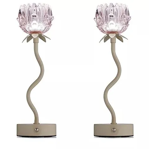 HOME STORIES SET OF 2 RECHARGEABLE FLOWER LAMPS PINK