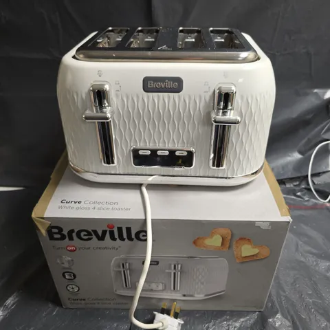 BREVILLE CURVE COLLECTION WHITE GLOSS 4-SLICE TOASTER (BOXED)