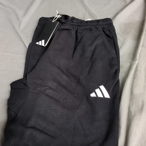 ADIDAS BLACK JOGGERS WITH WHITE THREE-STRIPES LOGO SIZE M