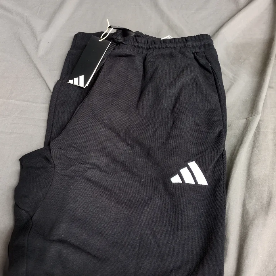 ADIDAS BLACK JOGGERS WITH WHITE THREE-STRIPES LOGO SIZE M