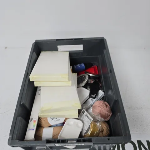 TOTE OF APPROXIMATELY 12 ASSORTED ITEMS TO INCLUDE: WALL TILE AND PANELING PAINT