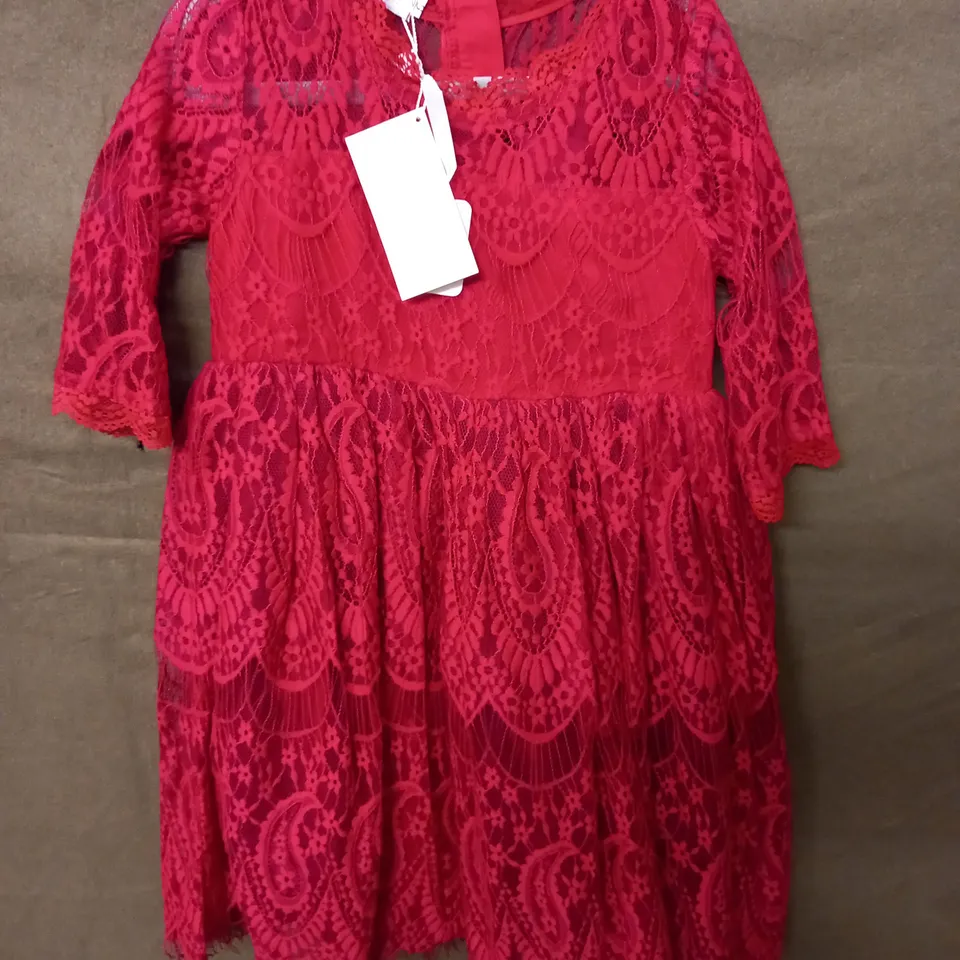 TRISH SCULLY RED KIDS OCCASIONAL DRESS - 6 YEARS