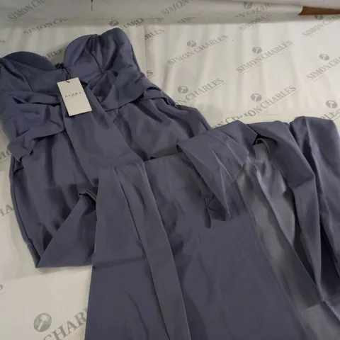 CLUB OF LONDON SWEETHEART NECKLINE MAXI DRESS WIH STATEMENT TIE IN DOVE GREY - UK 12