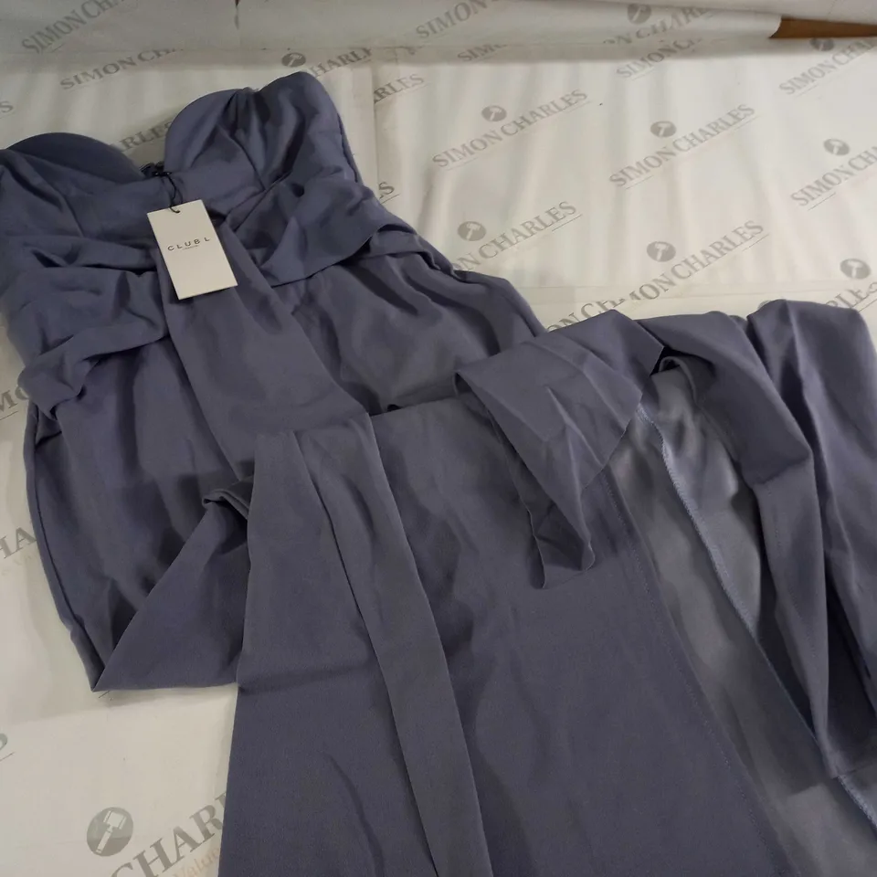 CLUB OF LONDON SWEETHEART NECKLINE MAXI DRESS WIH STATEMENT TIE IN DOVE GREY - UK 12
