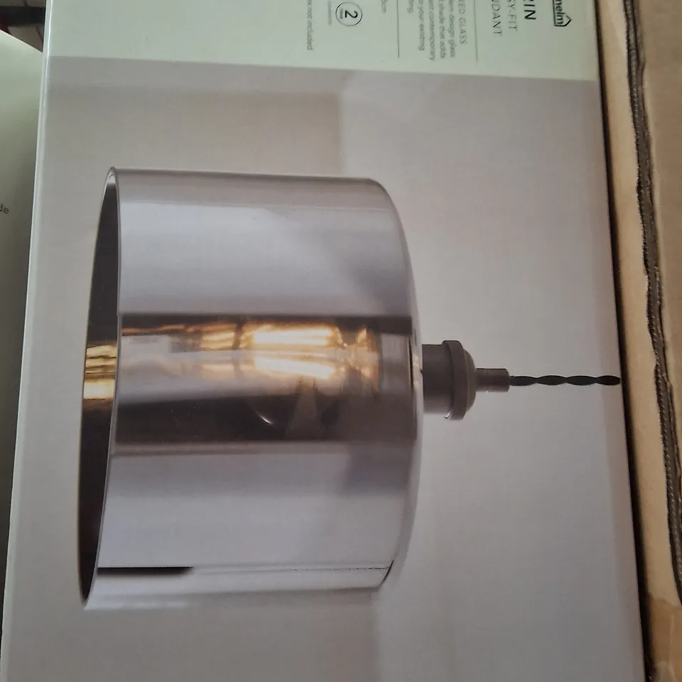 BOXED DUNELM ERIN EASY-FIT PENDANT – SMOKED GLASS SHADE