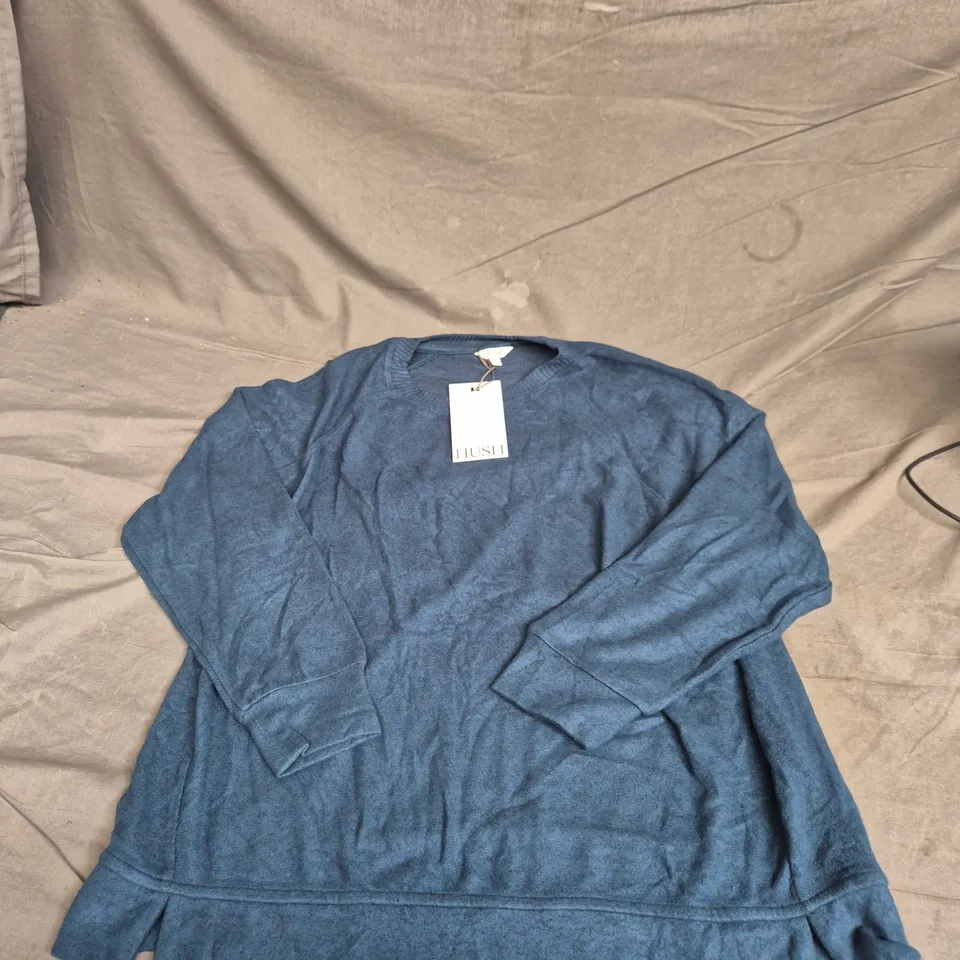 HUSH ELLE SUPERSOFT RAGLAN TOP – TEAL BLUE – SIZE S