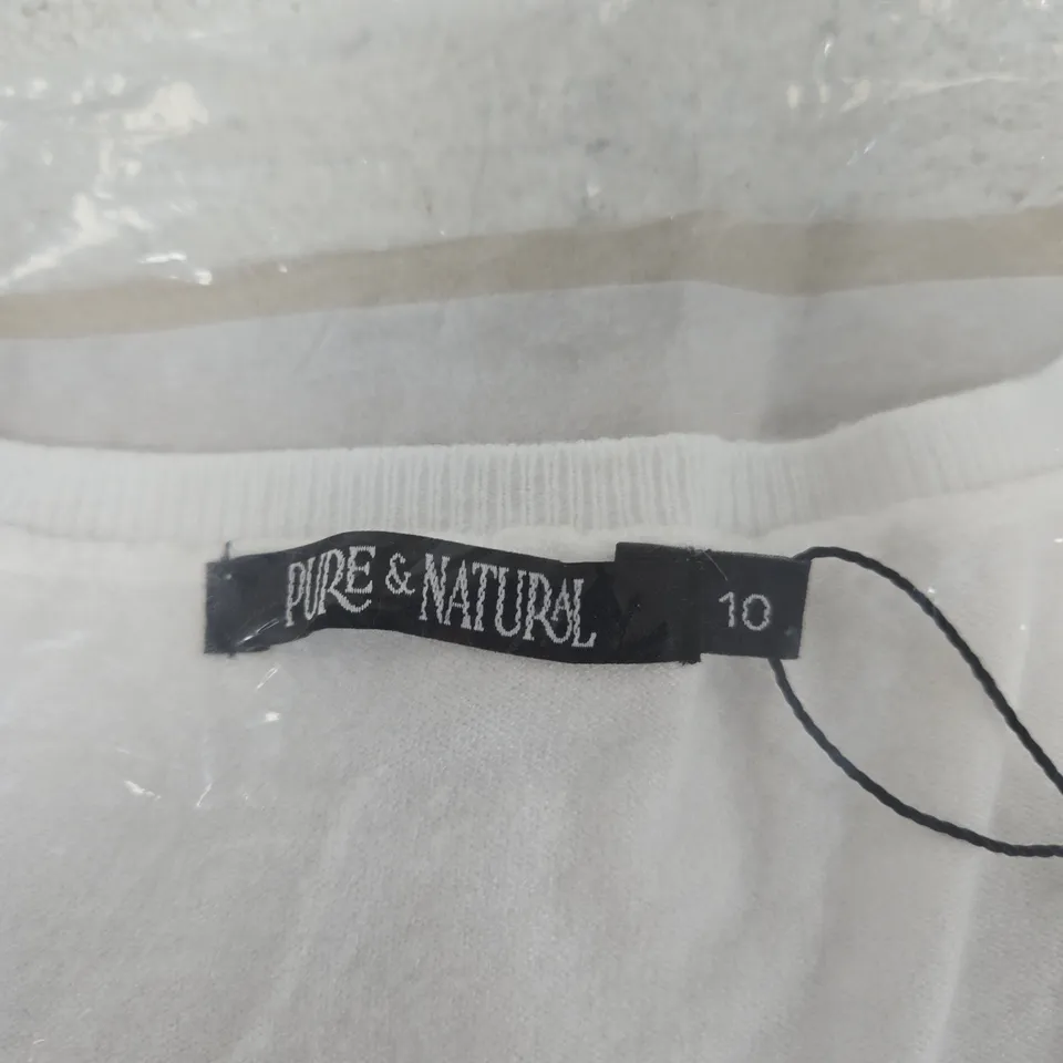 PURE & NATURAL LADIES V-NECK JUMPER, BRIGHT WHITE, UK 10 (VLK16934)