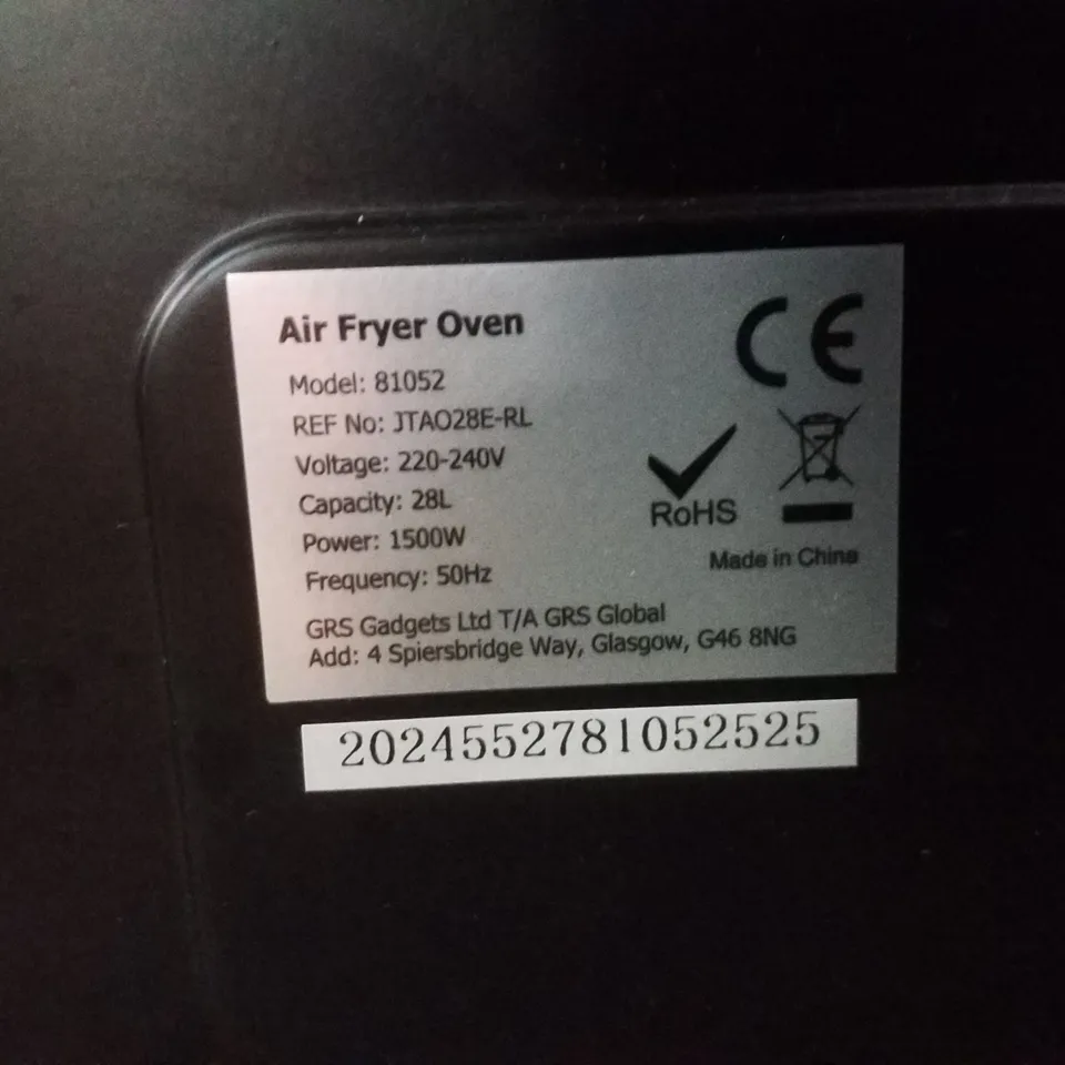 BOXED OMETA 81052 BLACK 28L AIR FRYER OVEN 1500W