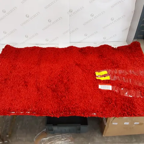 HONEY SOLID COLOUR MACHINE WOVEN RED RUG // 60 X 110CM